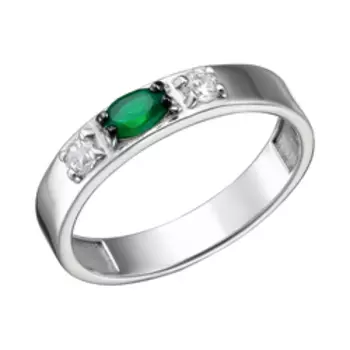 Серебряное кольцо с агатом и фианитами