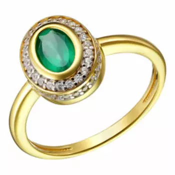 Серебряное кольцо с агатом и фианитами