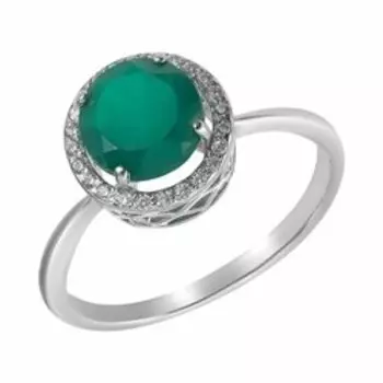 Серебряное кольцо с агатом и фианитами