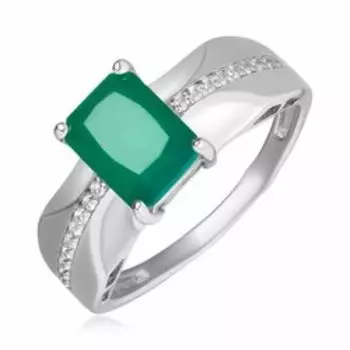 Серебряное кольцо с агатом и фианитами