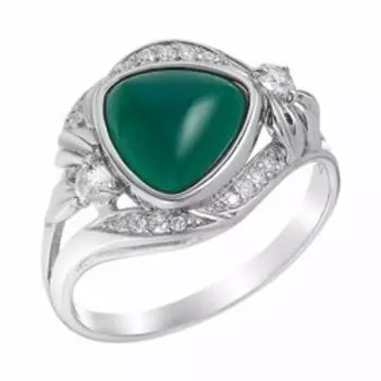 Серебряное кольцо с агатом и фианитами