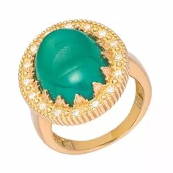 Серебряное кольцо с агатом и фианитами