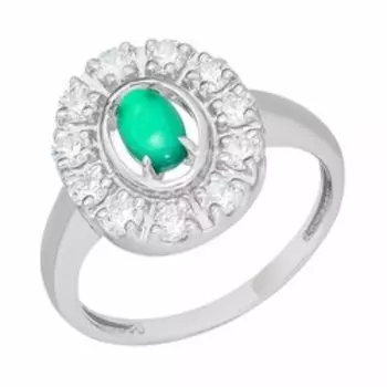 Серебряное кольцо с агатом и фианитами