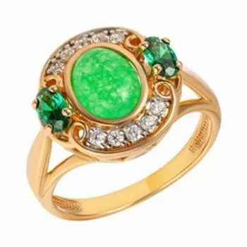 Серебряное кольцо с агатом и фианитами