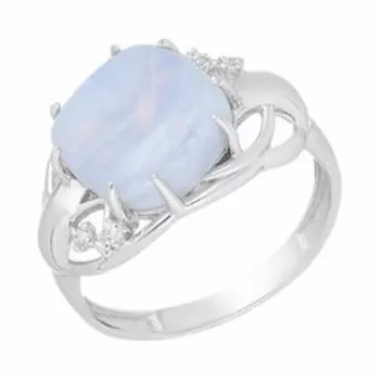 Серебряное кольцо с агатом и фианитами