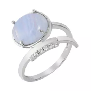 Серебряное кольцо с агатом и фианитами