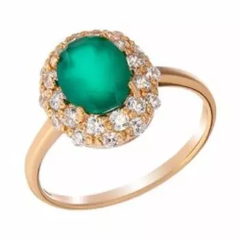 Серебряное кольцо с агатом и фианитами