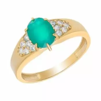 Серебряное кольцо с агатом и фианитами