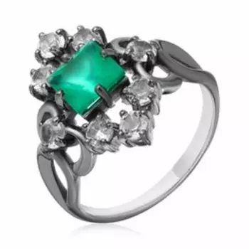 Серебряное кольцо с агатом и горным хрусталем