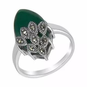 Серебряное кольцо с агатом и марказитами