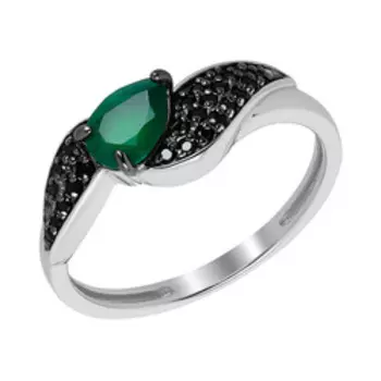 Серебряное кольцо с агатом и шпинелью