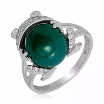 Серебряное кольцо с агатом "Лягушка"