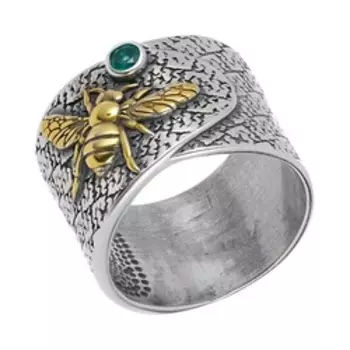 Серебряное кольцо с агатом "Пчела"