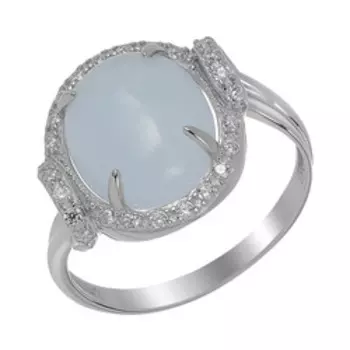 Серебряное кольцо с аквамарином и фианитами