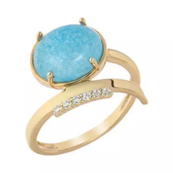 Серебряное кольцо с аквамарином и фианитами