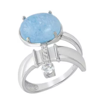 Серебряное кольцо с аквамарином и фианитами