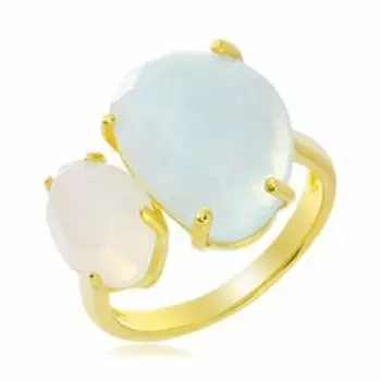 Серебряное кольцо с аквамарином и халцедоном