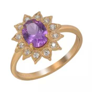 Серебряное кольцо с александритом и фианитами