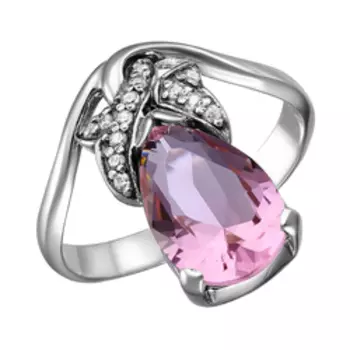 Серебряное кольцо с александритовым кварцем и фианитами