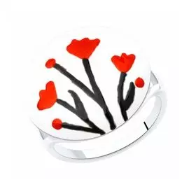 Серебряное кольцо с эмалью "Цветы"