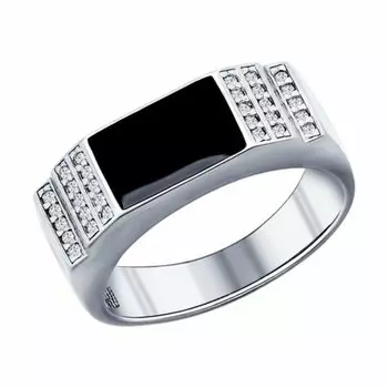 Серебряное кольцо с эмалью и фианитами