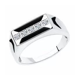 Кольцо из серебра с эмалью и фианитами