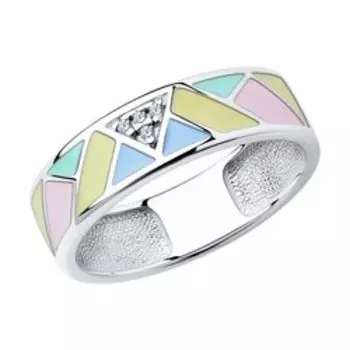 Серебряное кольцо с эмалью и фианитами