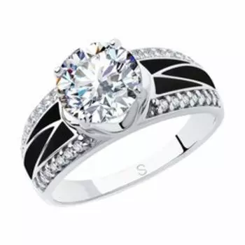 Серебряное кольцо с эмалью и фианитами