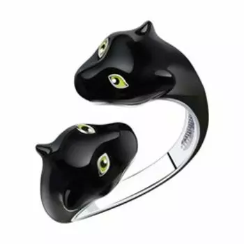 Серебряное кольцо с эмалью "Пантеры"