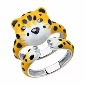 Серебряное кольцо с эмалью "Тигр"