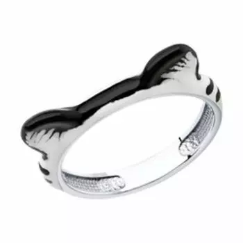 Серебряное кольцо с эмалью "Ушки"