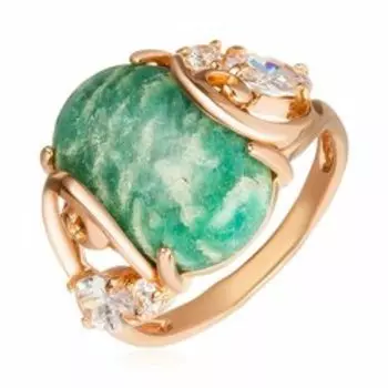 Серебряное кольцо с амазонитом и фианитами