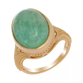 Серебряное кольцо с амазонитом и фианитами