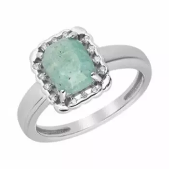 Серебряное кольцо с амазонитом и фианитами