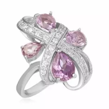 Серебряное кольцо с аметистами и фианитами