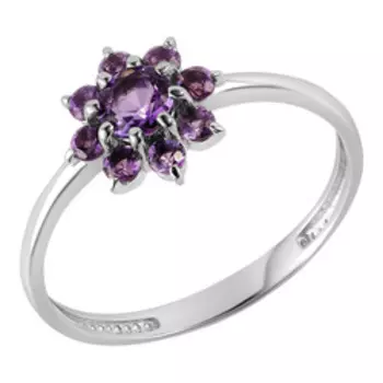 Серебряное кольцо с аметистами "Цветок"