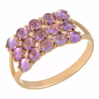 Серебряное кольцо с аметистами и фианитами