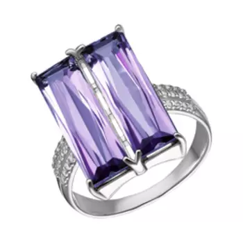 Серебряное кольцо с аметистами и фианитами