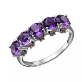 Серебряное кольцо с аметистами и шпинелью
