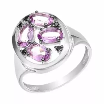 Серебряное кольцо с аметистами и шпинелью