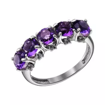 Серебряное кольцо с аметистами и топазами