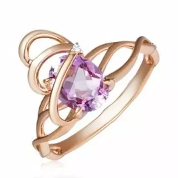 Серебряное кольцо с аметистом и фианитом