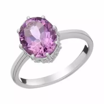Серебряное кольцо с аметистом и кубическим цирконием