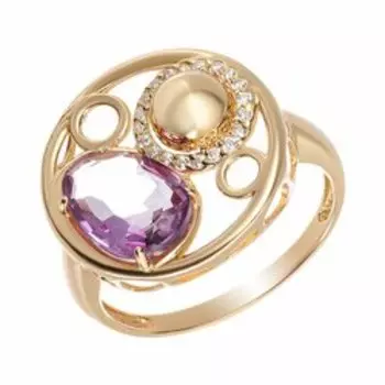 Серебряное кольцо с аметистом и кубическим цирконием