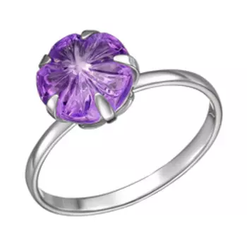 Серебряное кольцо с аметистом "Цветок"