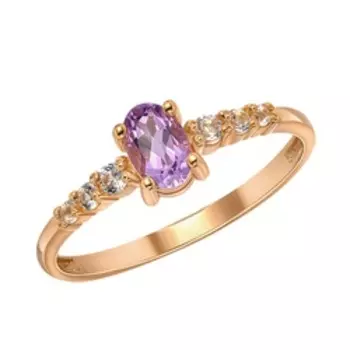 Серебряное кольцо с аметистом и белыми топазами