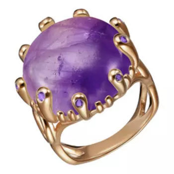 Серебряное кольцо с аметистом и цирконами