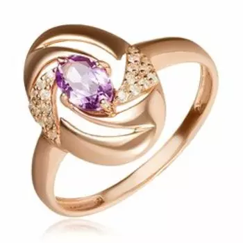 Серебряное кольцо с аметистом и кубическим цирконием