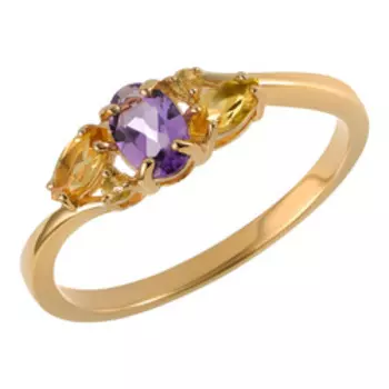 Серебряное кольцо с аметистом и цитринами