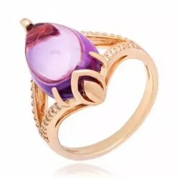 Серебряное кольцо с аметистом и фианитами